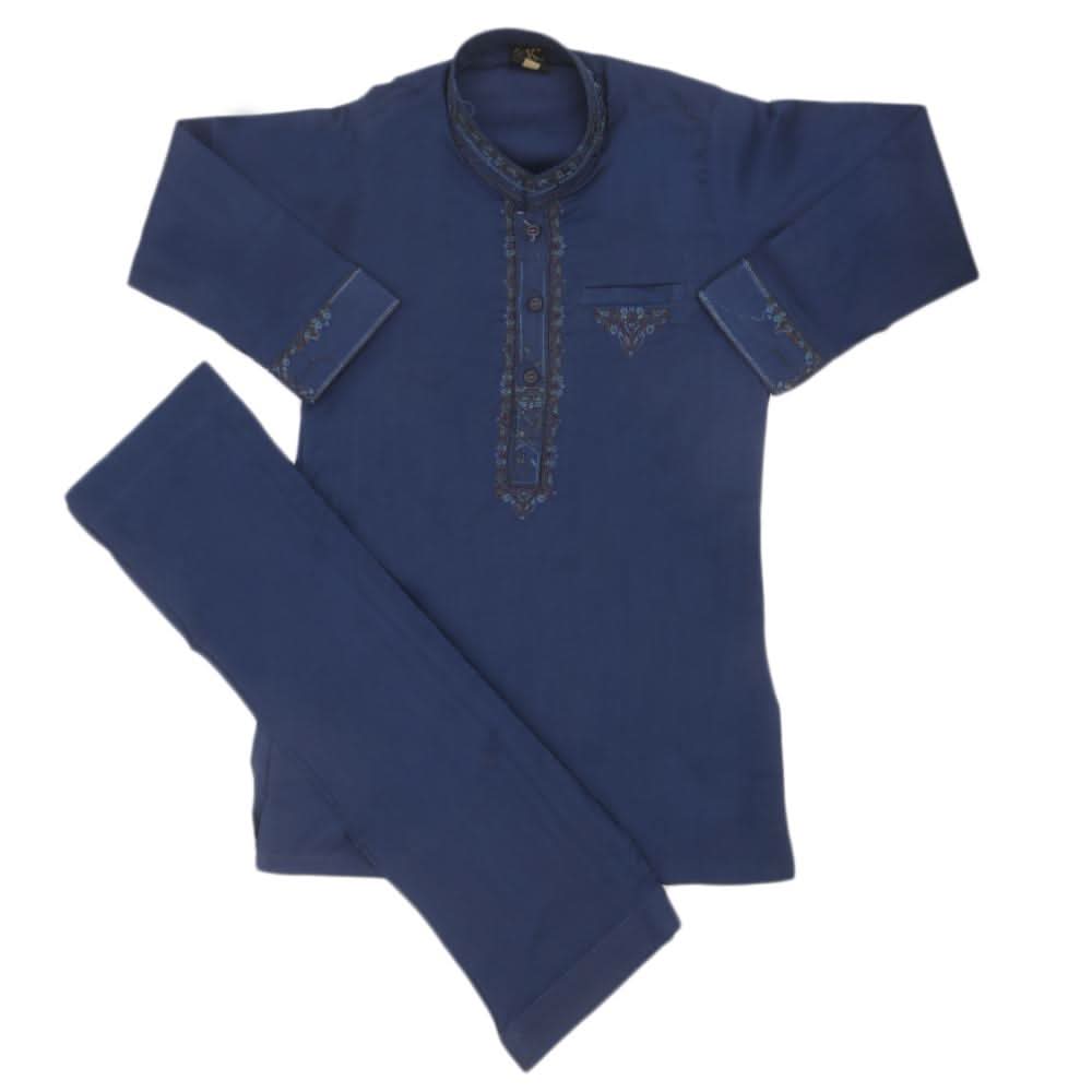 Boys Embroidered Shalwar Suit - Blue, Kids, Boys Shalwar Kameez, Chase Value, Chase Value