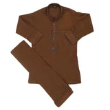 Boys Embroidered Shalwar Suit - Brown, Kids, Boys Shalwar Kameez, Chase Value, Chase Value