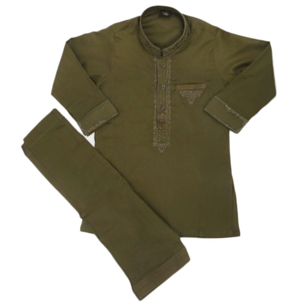 Boys Embroidered Shalwar Suit - Green, Kids, Boys Shalwar Kameez, Chase Value, Chase Value