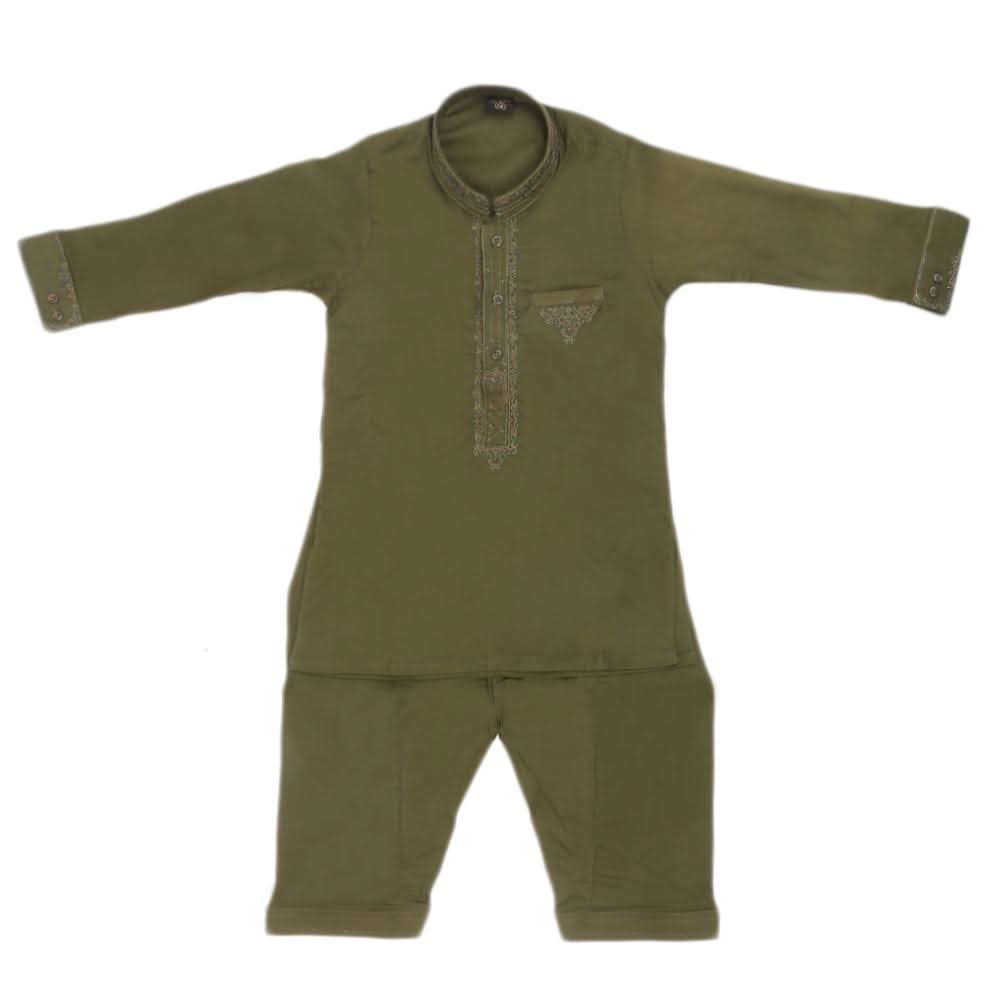 Boys Embroidered Shalwar Suit - Green, Kids, Boys Shalwar Kameez, Chase Value, Chase Value