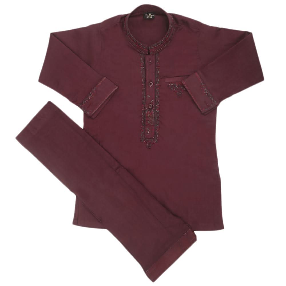 Boys Embroidered Shalwar Suit - Maroon, Kids, Boys Shalwar Kameez, Chase Value, Chase Value