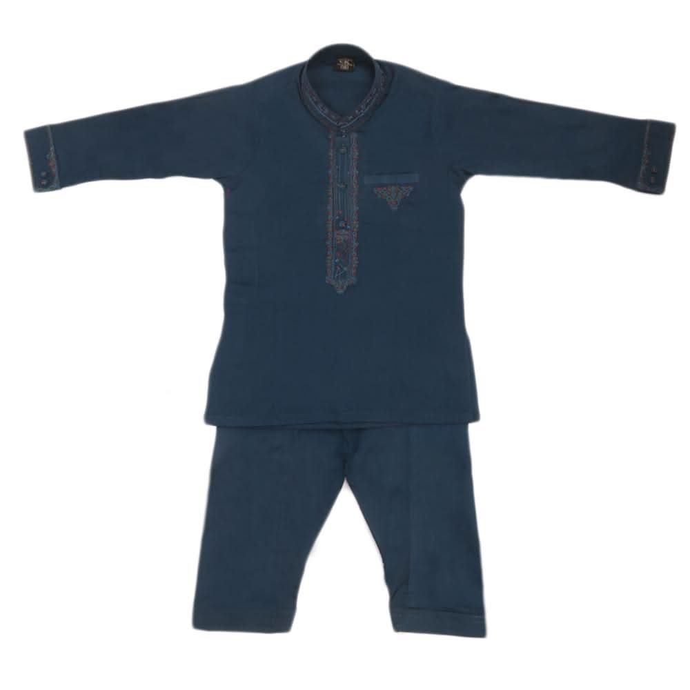 Boys Embroidered Shalwar Suit - Steel Blue, Kids, Boys Shalwar Kameez, Chase Value, Chase Value