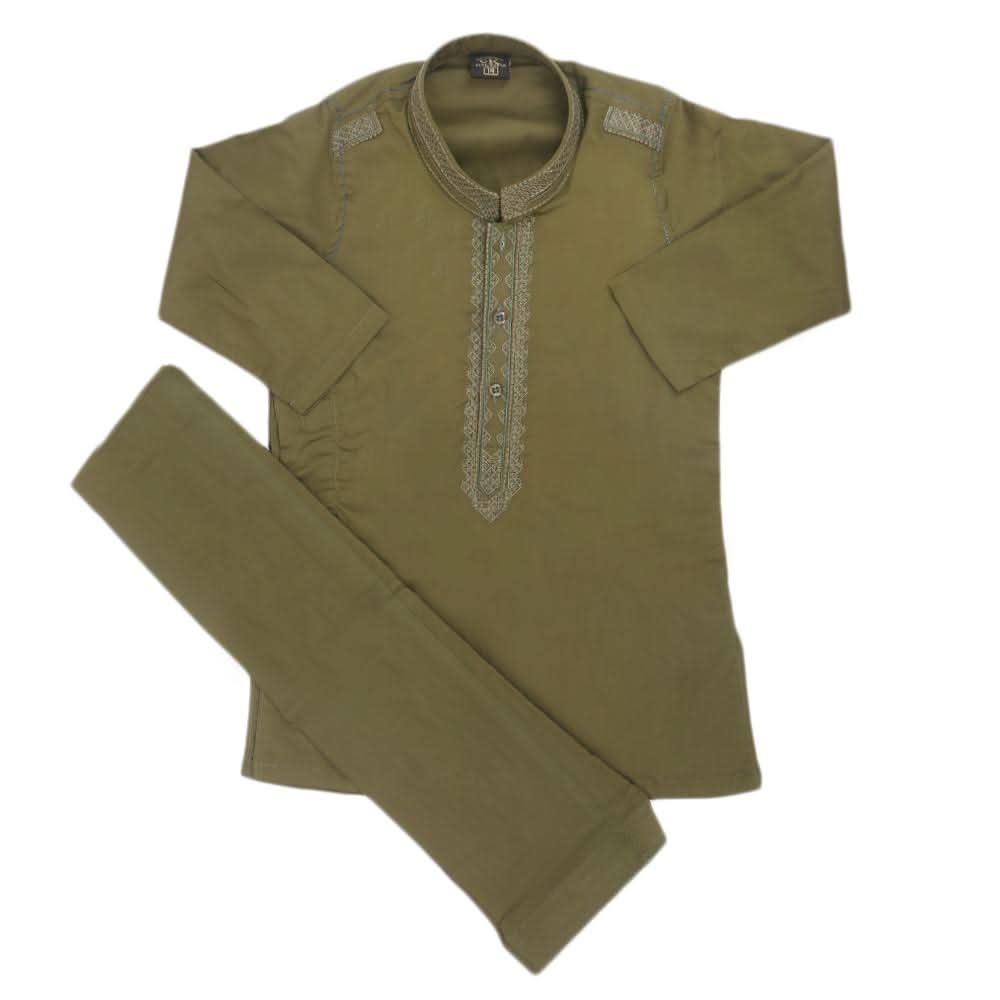 Boys Embroidered Shalwar Suit - Green, Kids, Boys Shalwar Kameez, Chase Value, Chase Value