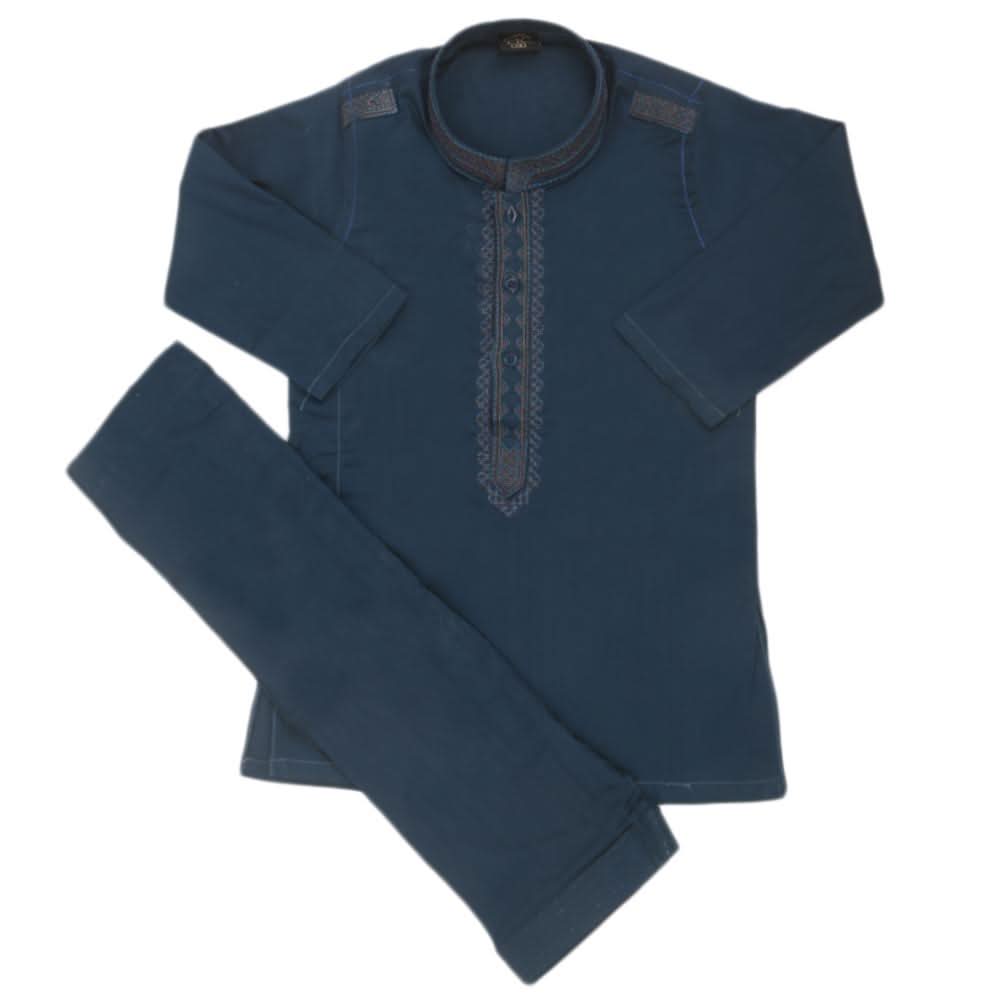 Boys Embroidered Shalwar Suit - Steel Blue, Kids, Boys Shalwar Kameez, Chase Value, Chase Value