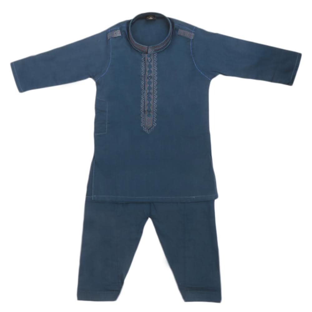 Boys Embroidered Shalwar Suit - Steel Blue, Kids, Boys Shalwar Kameez, Chase Value, Chase Value