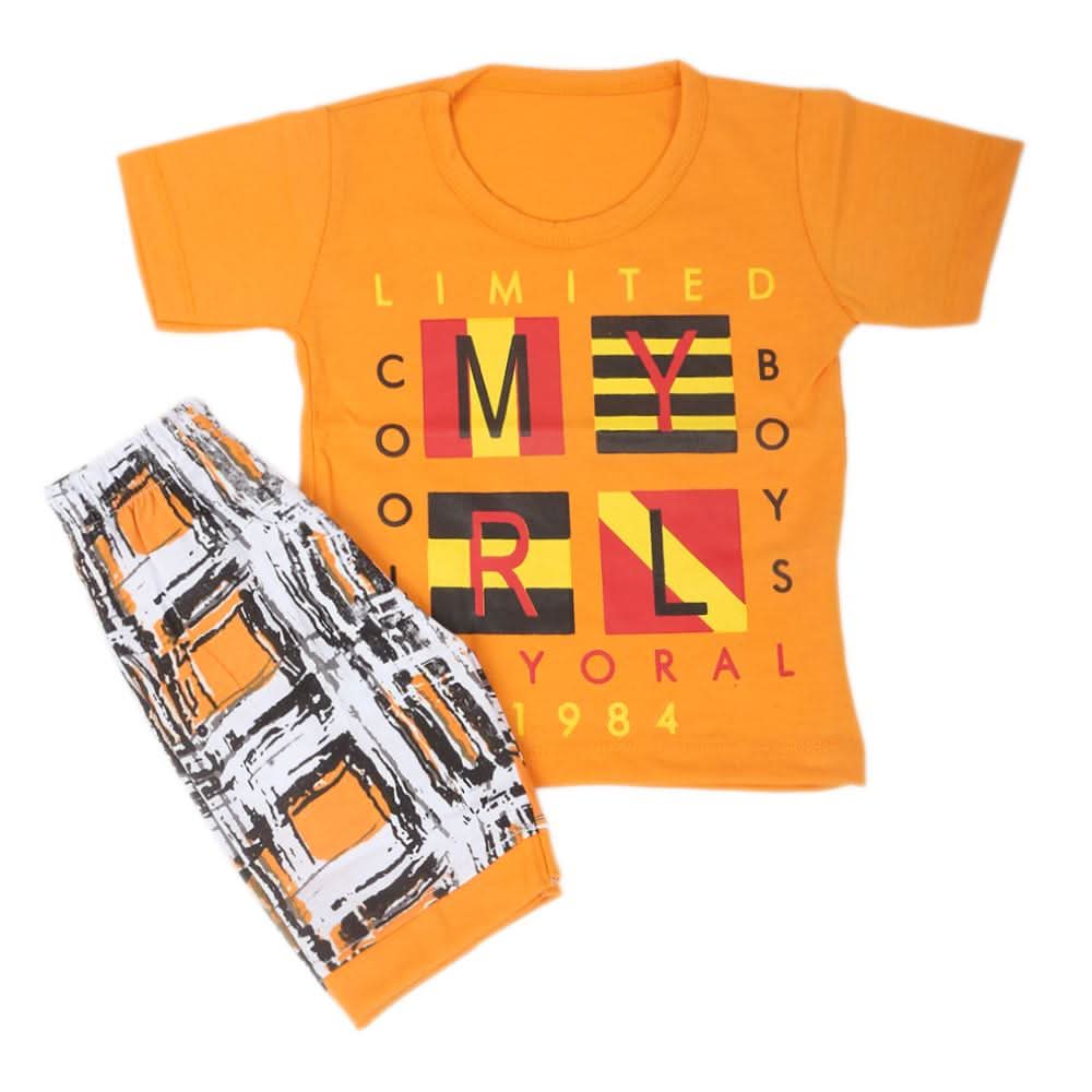 Boys Half Sleeves Suits  9108 - Orange, Kids, Boys Sets And Suits, Chase Value, Chase Value