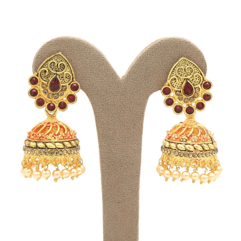 Women's Jhumki - Golden Red, Women, Earrings & Tops, Chase Value, Chase Value