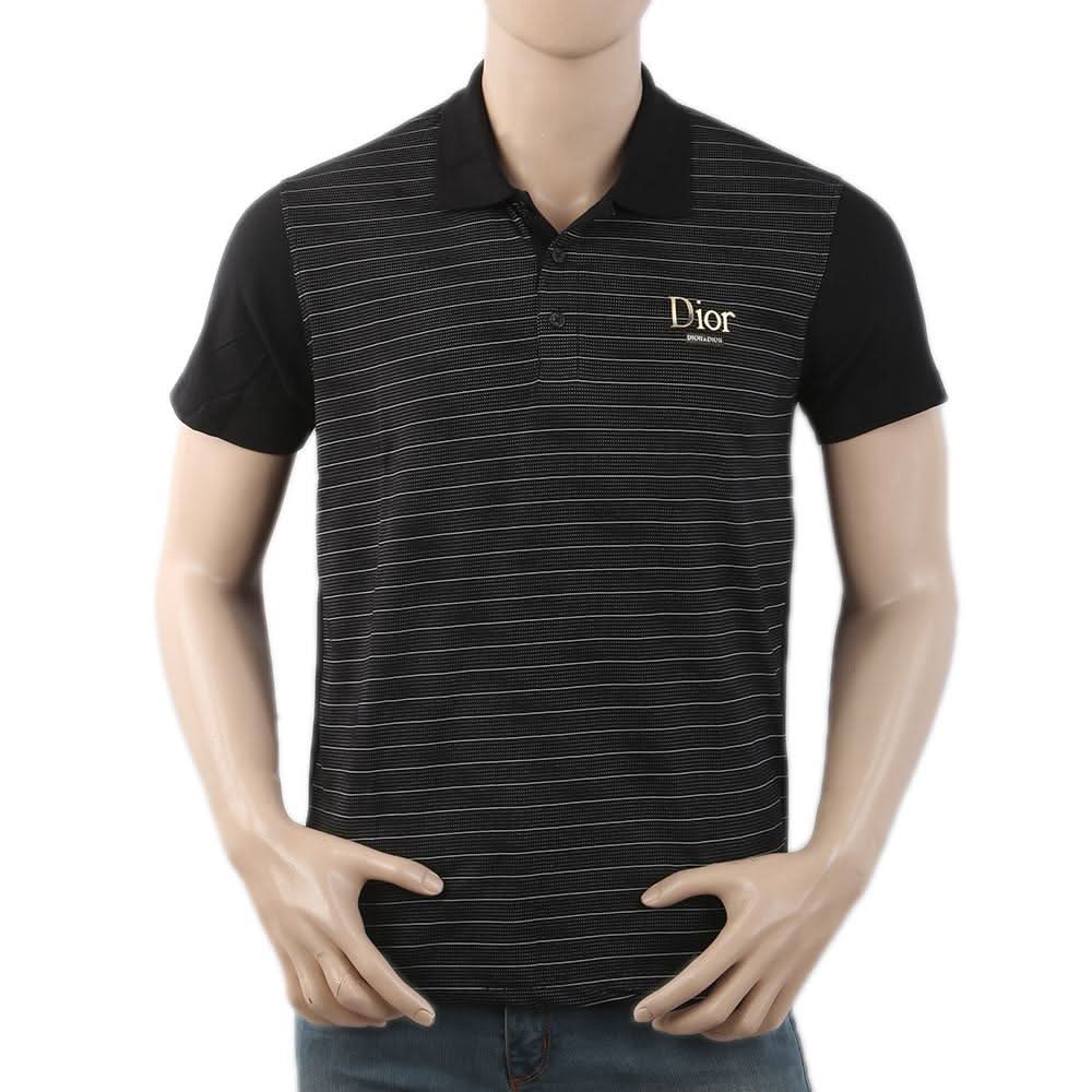 Men's Half Sleeves Fancy Polo T-Shirt - Black, Men, T-Shirts And Polos, Chase Value, Chase Value