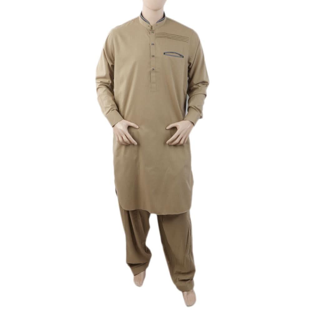 Men's Mashriq Slim Fit Kurta Shalwar - Beige, Men, Shalwar Kameez, Chase Value, Chase Value