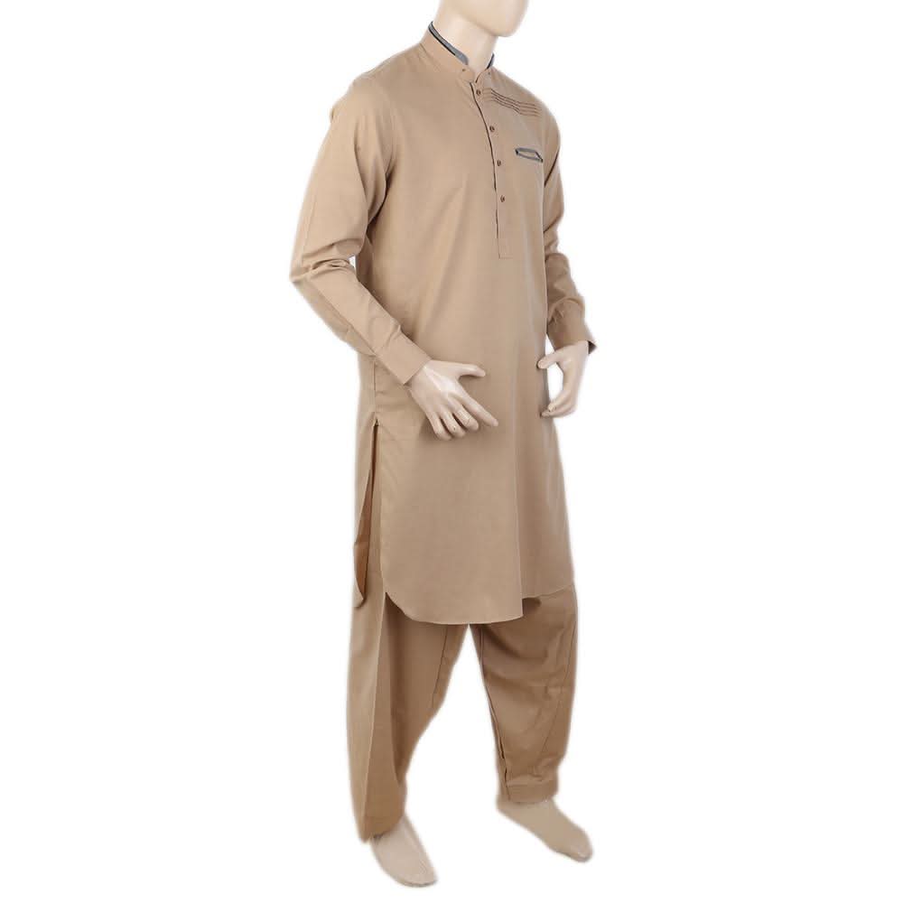 Men's Mashriq Slim Fit Kurta Shalwar - Brown, Men, Shalwar Kameez, Chase Value, Chase Value
