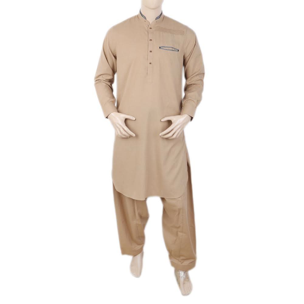 Men's Mashriq Slim Fit Kurta Shalwar - Brown, Men, Shalwar Kameez, Chase Value, Chase Value