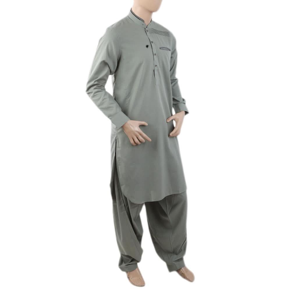 Men's Mashriq Slim Fit Kurta Shalwar - Green, Men, Shalwar Kameez, Chase Value, Chase Value