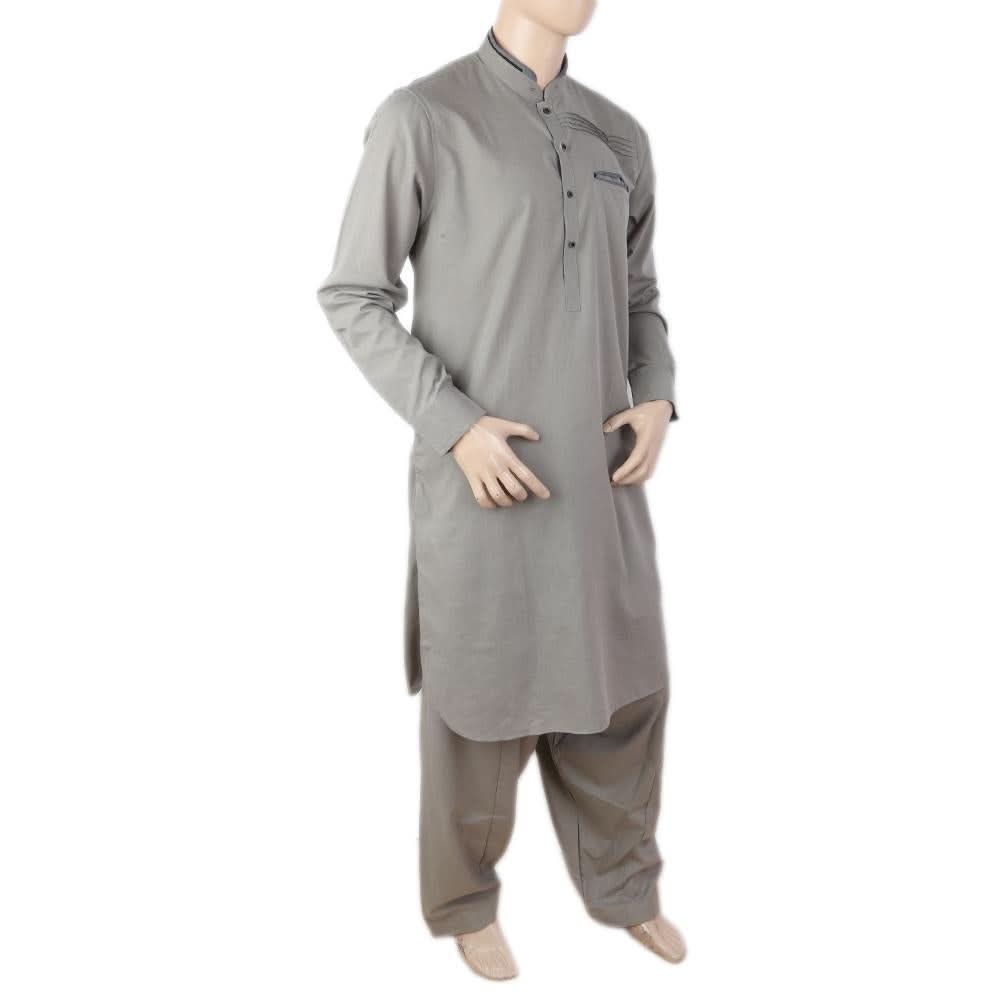 Men's Mashriq Slim Fit Kurta Shalwar - Grey, Men, Shalwar Kameez, Chase Value, Chase Value