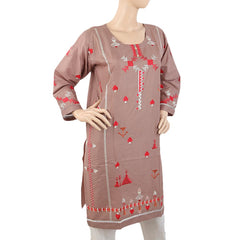 Women's Embroidered Kurti - Brown, Women, Ready Kurtis, Chase Value, Chase Value