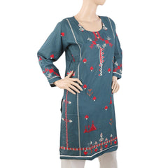 Women's Embroidered Kurti - Steel Blue, Women, Ready Kurtis, Chase Value, Chase Value