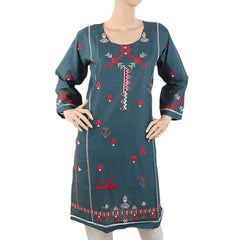 Women's Embroidered Kurti - Steel Blue, Women, Ready Kurtis, Chase Value, Chase Value