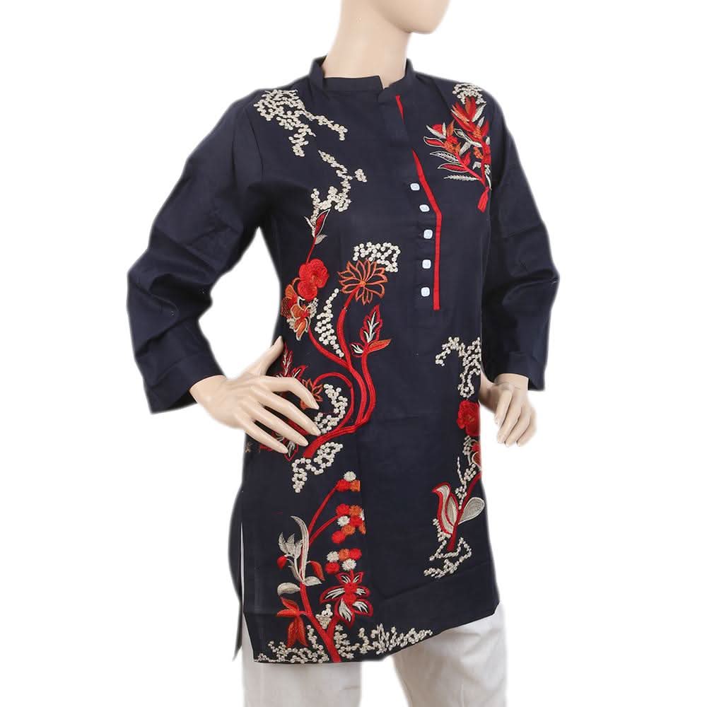 Women's Embroidered Kurti - Navy Blue, Women, Ready Kurtis, Chase Value, Chase Value