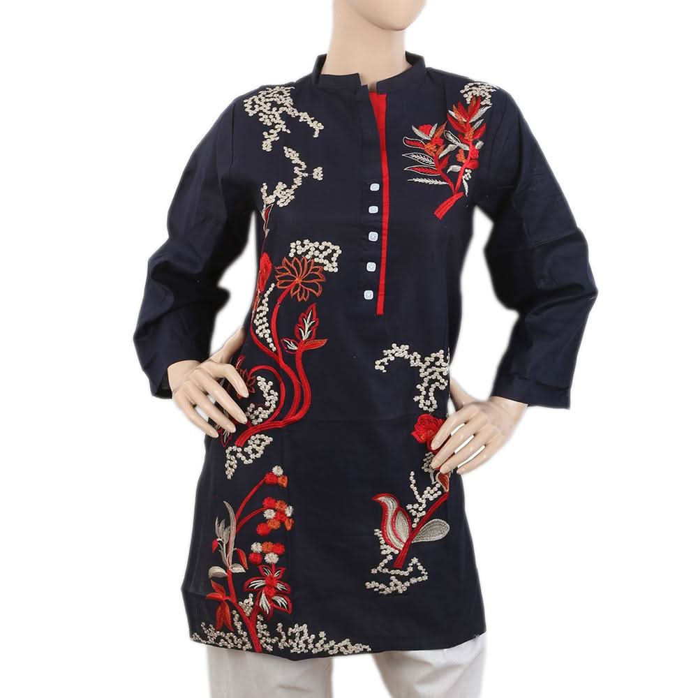 Women's Embroidered Kurti - Navy Blue, Women, Ready Kurtis, Chase Value, Chase Value