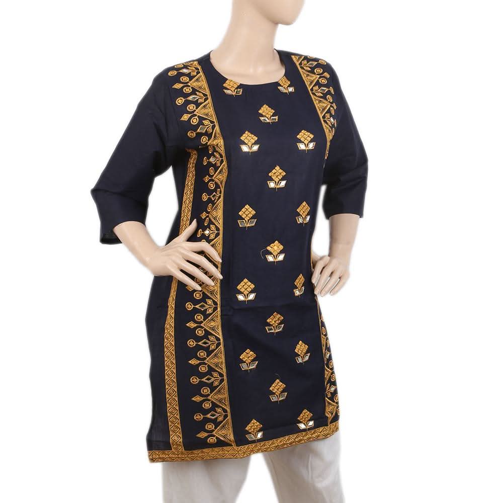 Women's Embroidered Kurti - Navy Blue, Women, Ready Kurtis, Chase Value, Chase Value