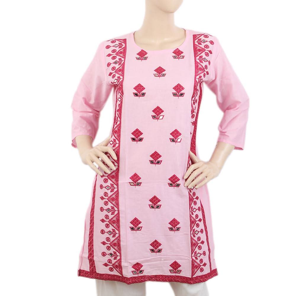 Women's Embroidered Kurti - Pink, Women, Ready Kurtis, Chase Value, Chase Value