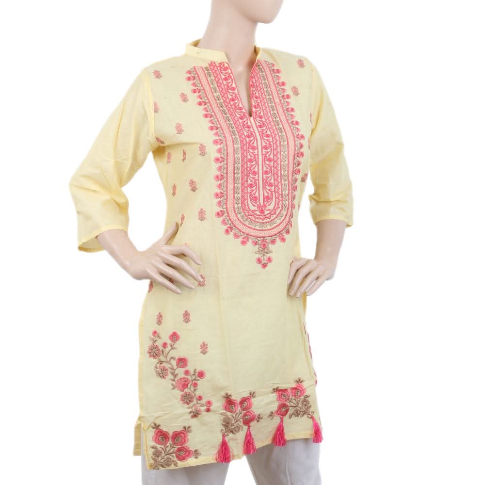 Women's Embroidered Kurti - Fawn, Women, Ready Kurtis, Chase Value, Chase Value