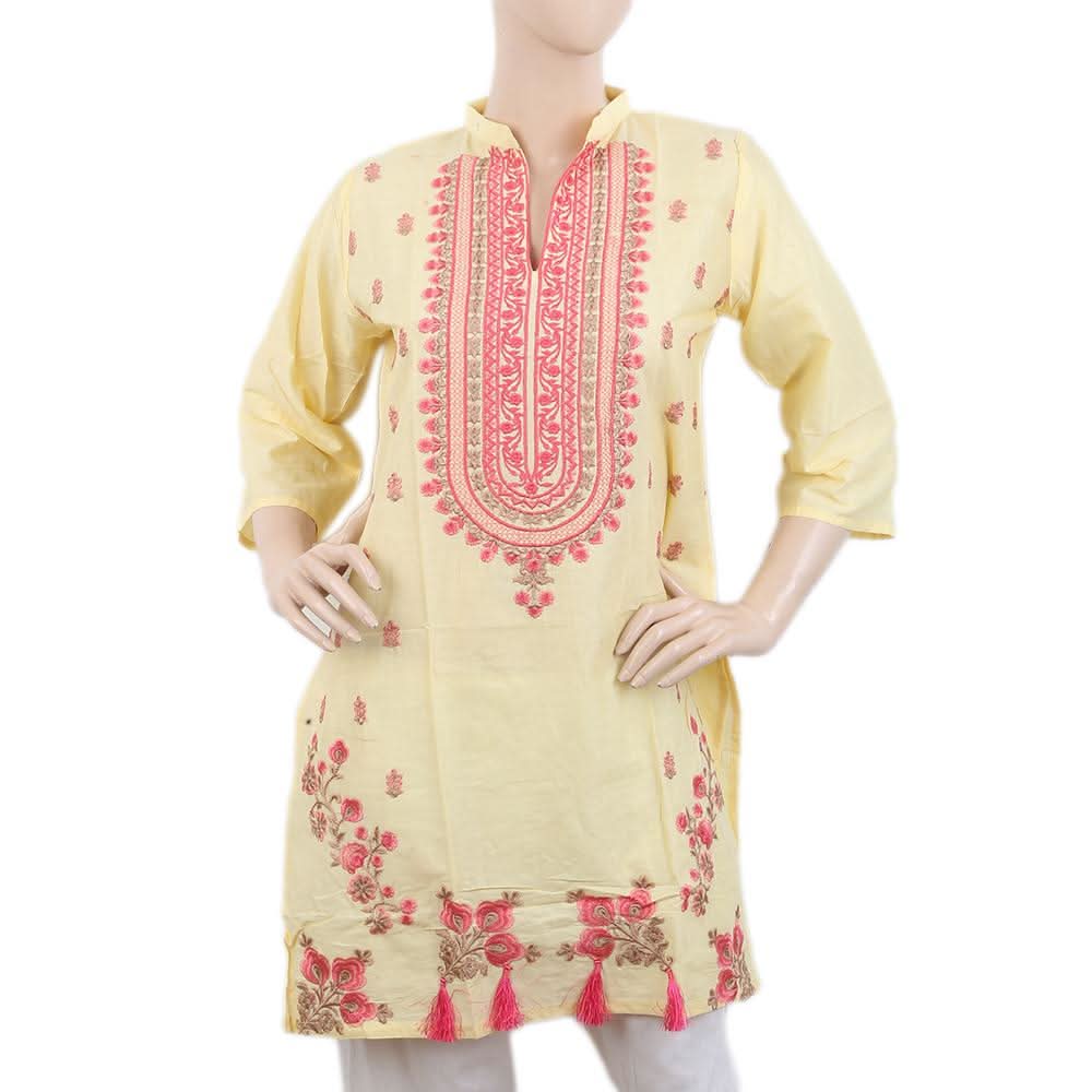 Women's Embroidered Kurti - Fawn, Women, Ready Kurtis, Chase Value, Chase Value