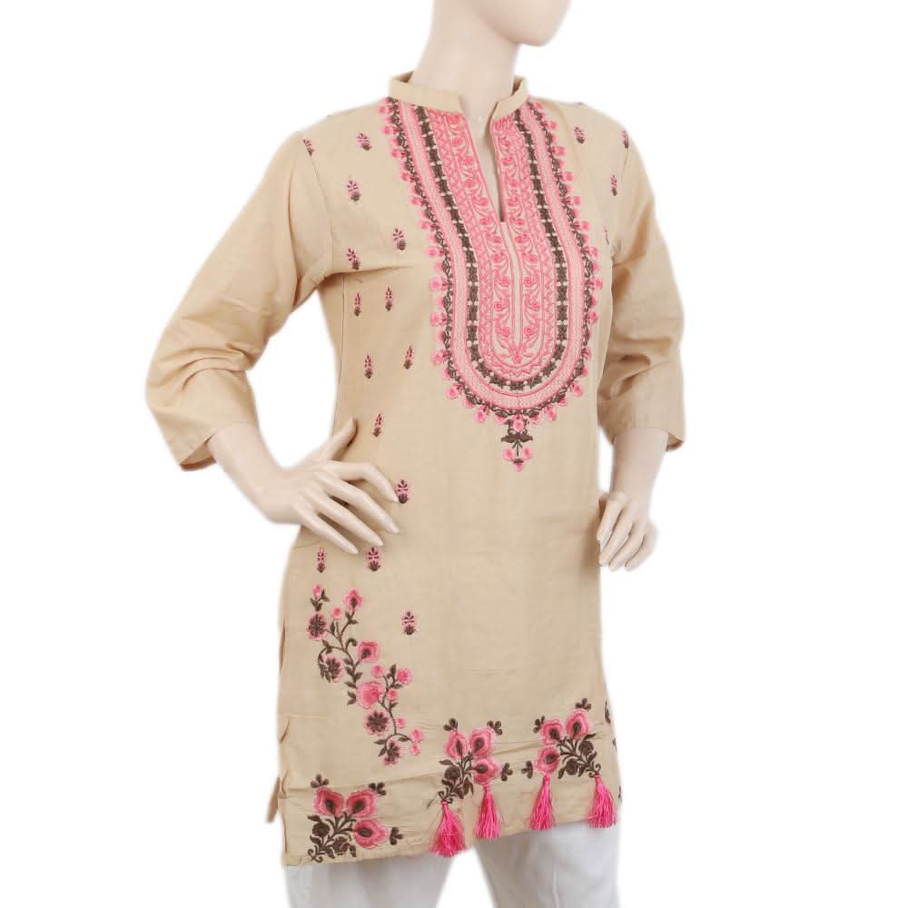 Women's Embroidered Kurti - Peach, Women, Ready Kurtis, Chase Value, Chase Value