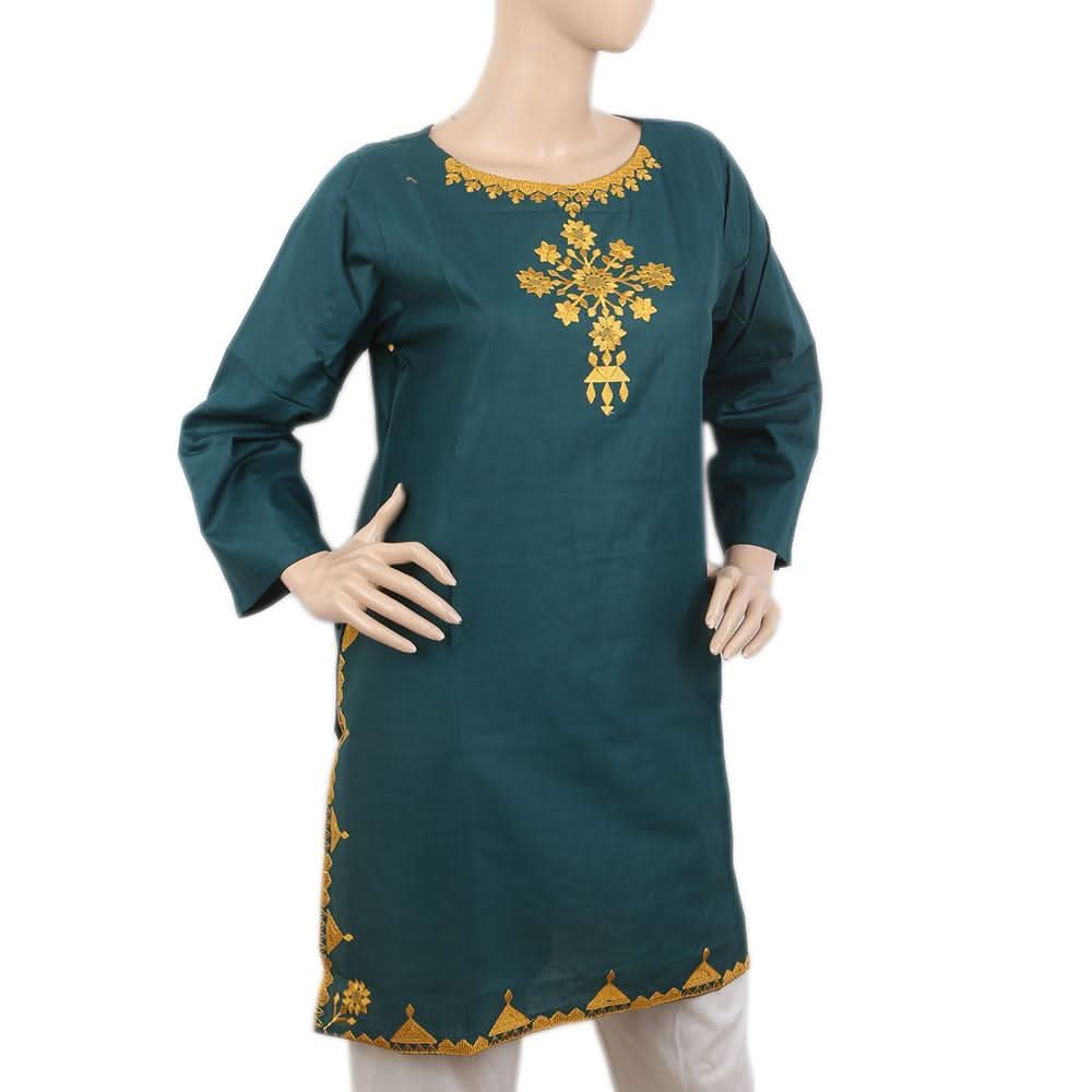 Women's Embroidered Kurti - Green, Women, Ready Kurtis, Chase Value, Chase Value