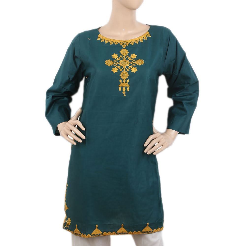 Women's Embroidered Kurti - Green, Women, Ready Kurtis, Chase Value, Chase Value
