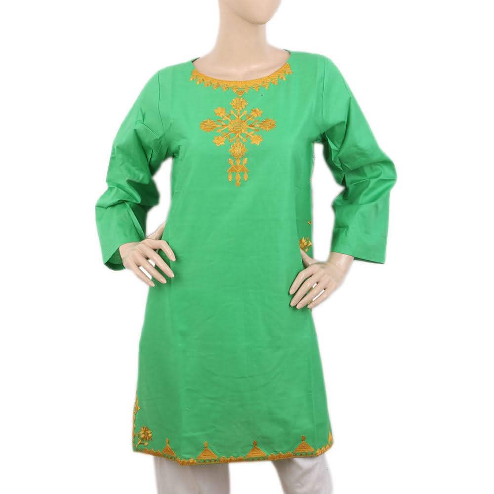 Women's Embroidered Kurti - Light Green, Women, Ready Kurtis, Chase Value, Chase Value