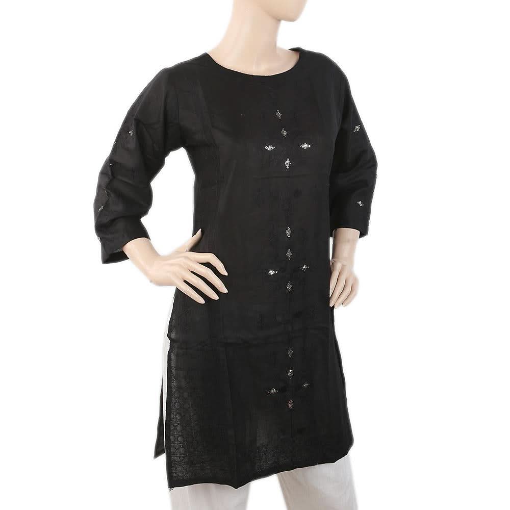 Women's Embroidered Kurti - Black, Women, Ready Kurtis, Chase Value, Chase Value