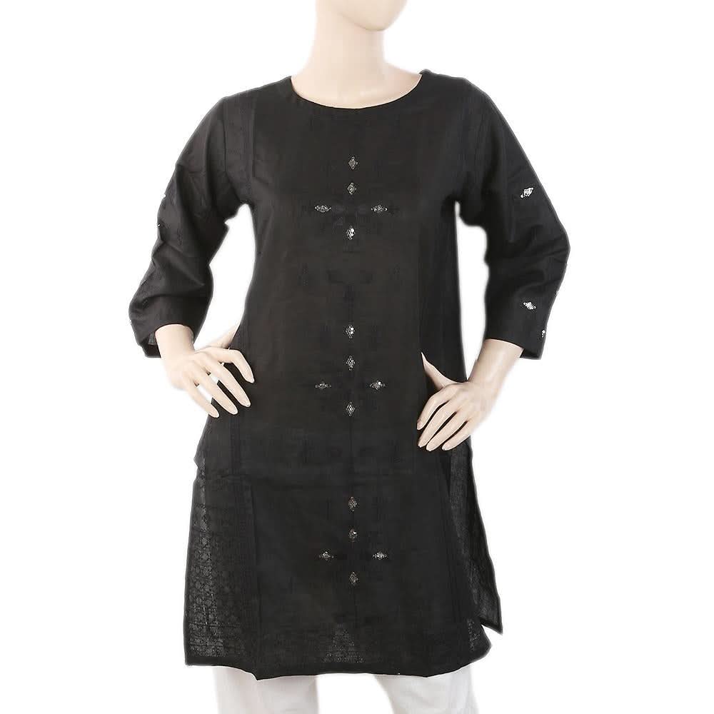 Women's Embroidered Kurti - Black, Women, Ready Kurtis, Chase Value, Chase Value