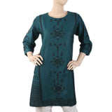 Women's Embroidered Kurti - Steel Green, Women, Ready Kurtis, Chase Value, Chase Value