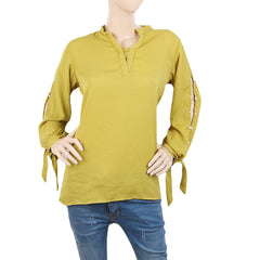 Women's Plain Georgette Top - Olive Green, Women, T-Shirts And Tops, Chase Value, Chase Value