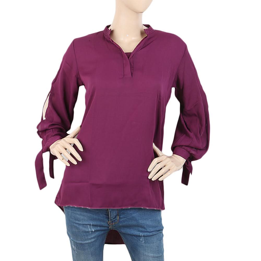 Women's Plain Georgette Top - Purple, Women, T-Shirts And Tops, Chase Value, Chase Value