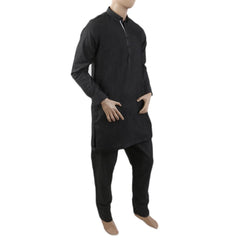 Men's Mashriq Slim Fit Short Kurta Pajama Fancy - Dark Grey, Men, Shalwar Kameez, Chase Value, Chase Value