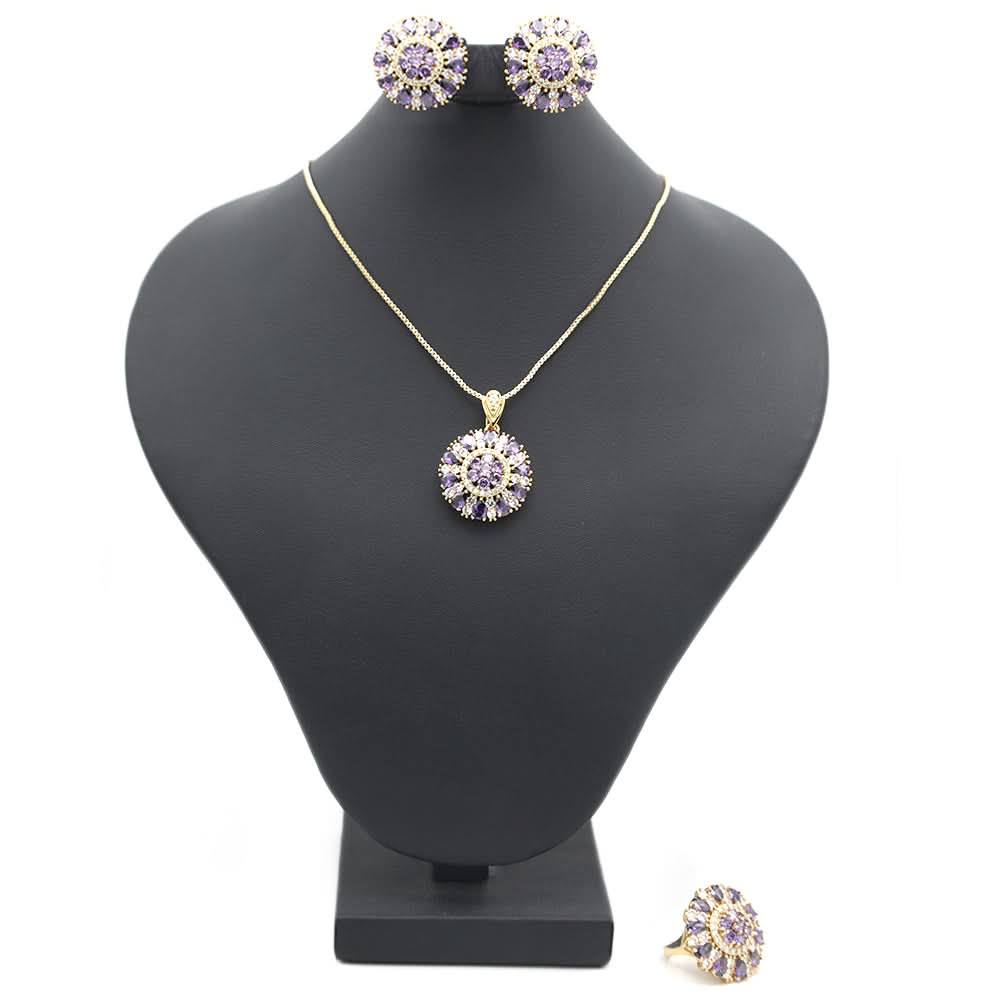 Women's Locket Set With Ring-Purple-A, Women, Chains & Lockets, Chase Value, Chase Value