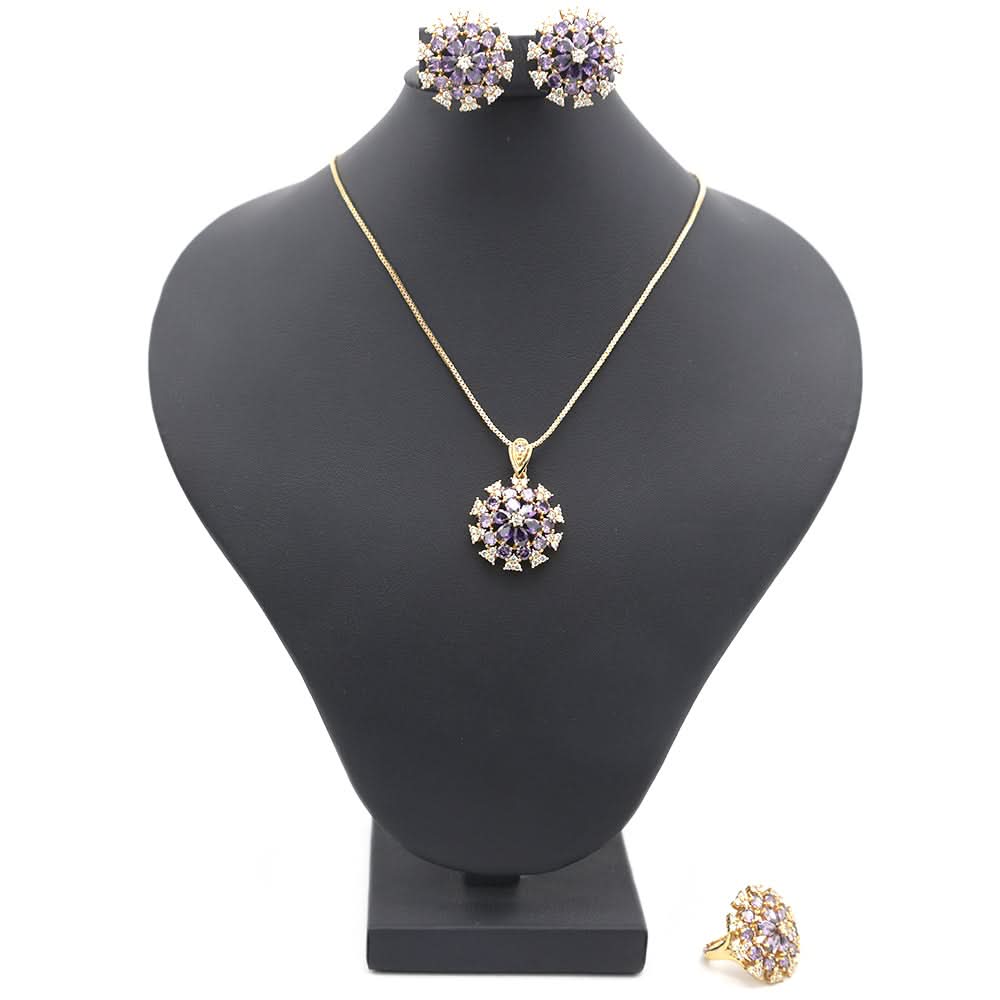 Women's Locket Set With Ring-Purple-B, Women, Chains & Lockets, Chase Value, Chase Value