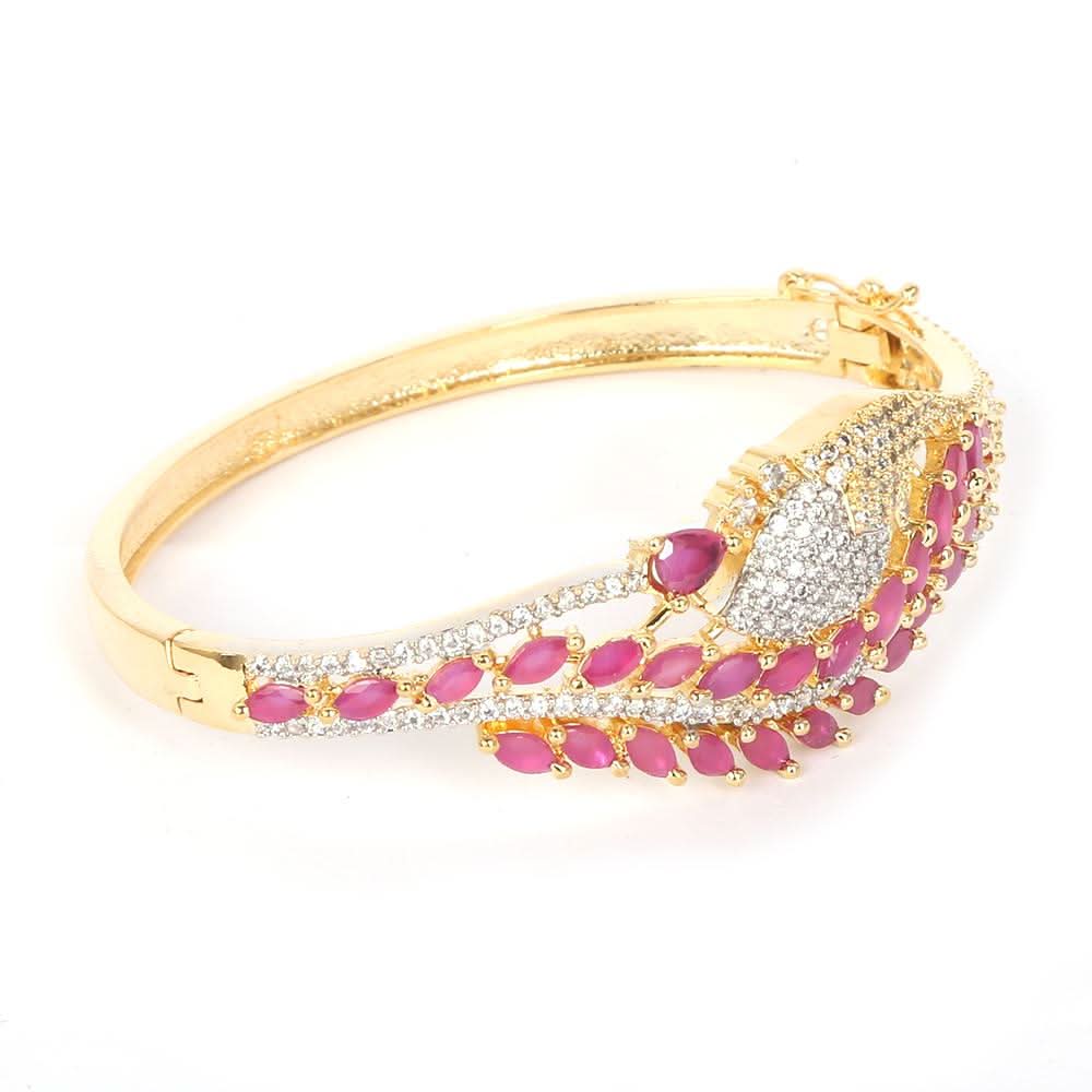 Women's American Diamond Kara Bracelet - Golden Maroon, Women, Bangles & Bracelets, Chase Value, Chase Value