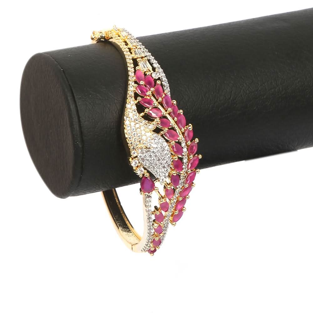 Women's American Diamond Kara Bracelet - Golden Maroon, Women, Bangles & Bracelets, Chase Value, Chase Value