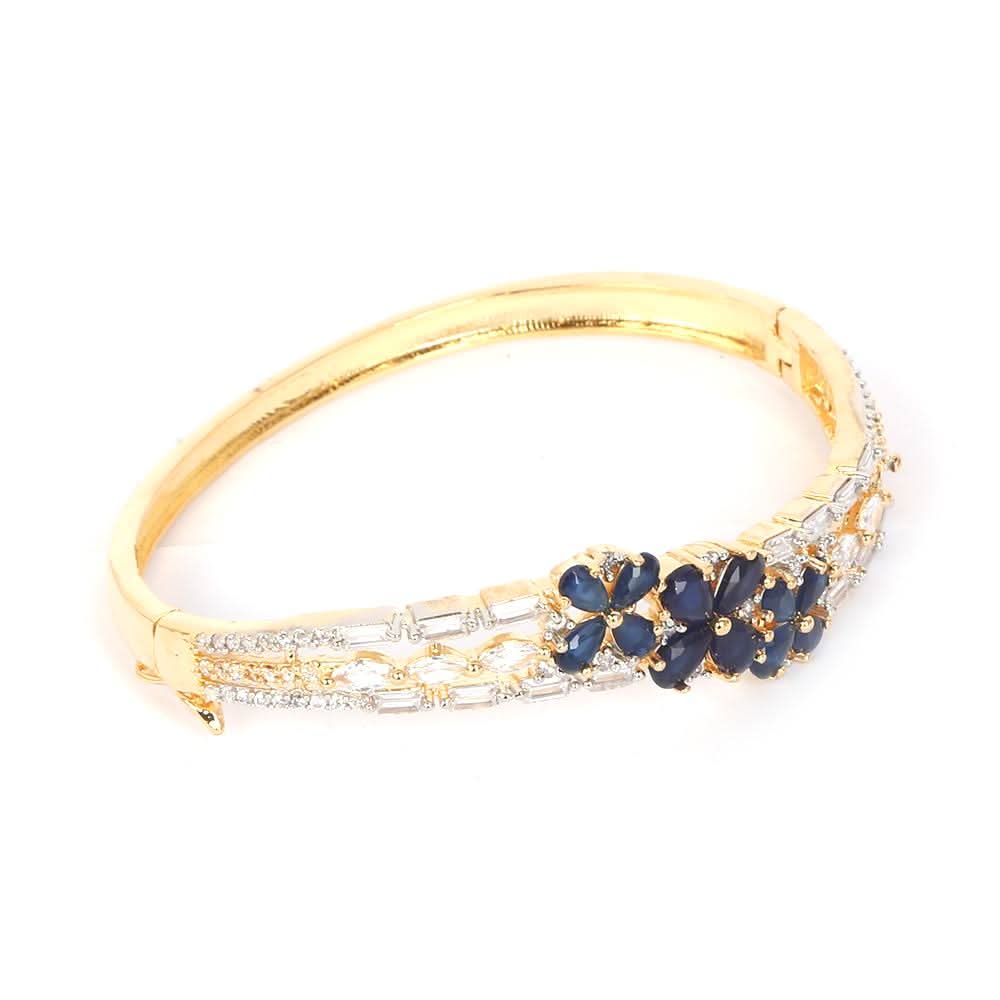 Women's American Diamond Kara Bracelet - Navy Blue Golden, Women, Bangles & Bracelets, Chase Value, Chase Value
