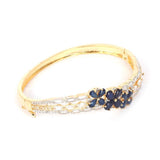Women's American Diamond Kara Bracelet - Navy Blue Golden, Women, Bangles & Bracelets, Chase Value, Chase Value