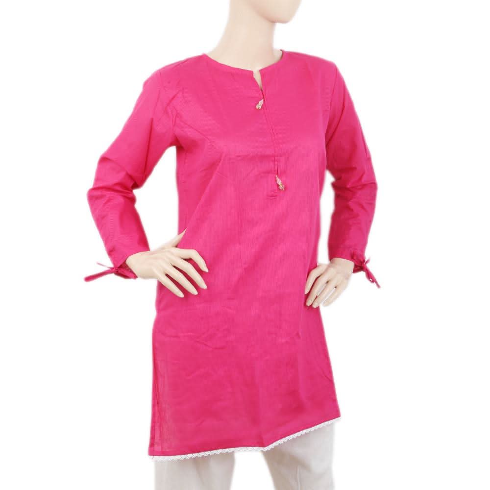Women's Kurti with Lace - Pink, Women, Ready Kurtis, Chase Value, Chase Value