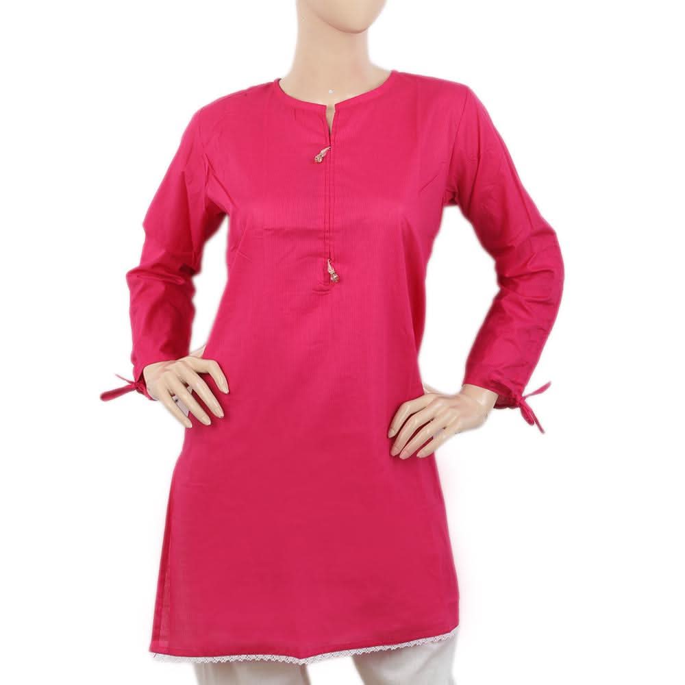 Women's Kurti with Lace - Pink, Women, Ready Kurtis, Chase Value, Chase Value