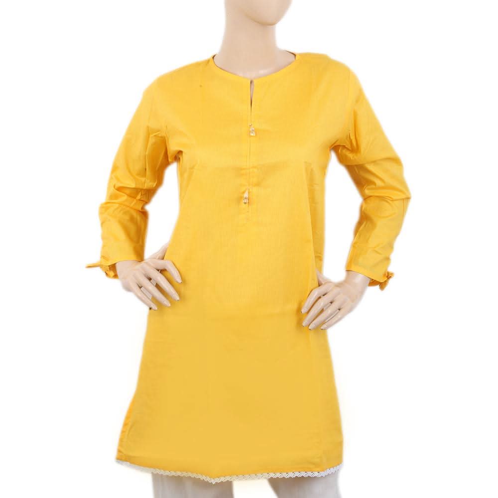 Women's Kurti with Lace - Yellow, Women, Ready Kurtis, Chase Value, Chase Value