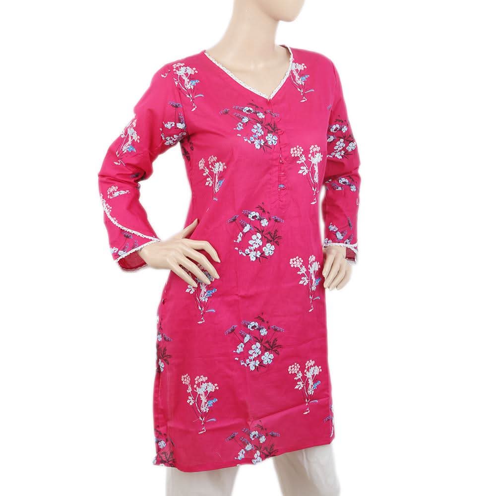 Women's Kurti with Lace -D - Pink, Women, Ready Kurtis, Chase Value, Chase Value