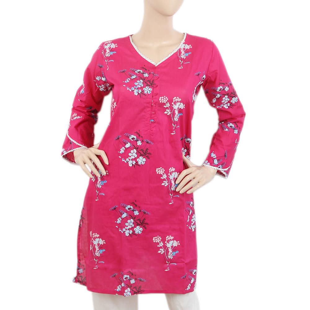 Women's Kurti with Lace -D - Pink, Women, Ready Kurtis, Chase Value, Chase Value