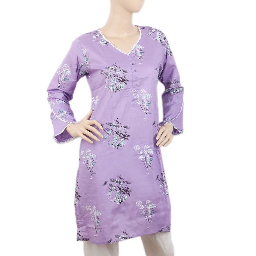 Women's Kurti with Lace -D - Purple, Women, Ready Kurtis, Chase Value, Chase Value