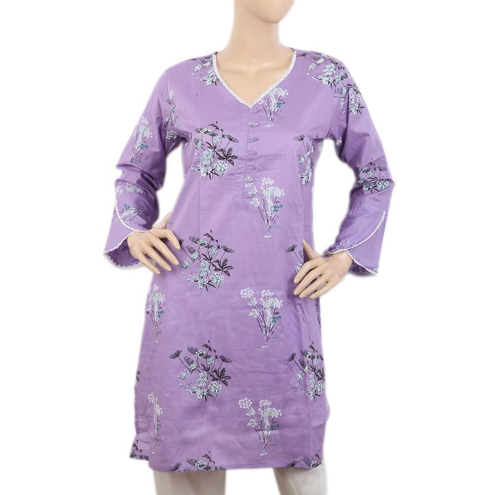 Women's Kurti with Lace -D - Purple, Women, Ready Kurtis, Chase Value, Chase Value