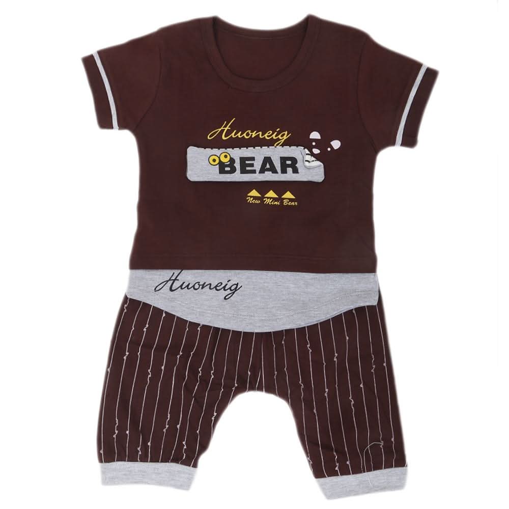 Boys Half Sleeves Suit  31863 - Dark Brown, Kids, Boys Sets And Suits, Chase Value, Chase Value